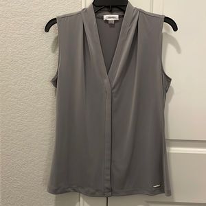 Calvin Klein Gray Sleeveless Polyester/Spandex Top, Size S